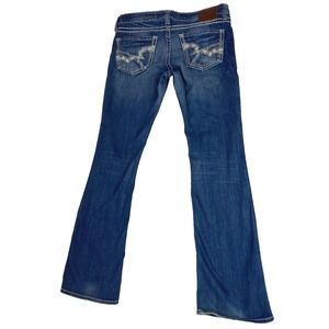 Big‎ Star Casey K Jeans 31L Low Rise Fit Blue Denim Boot Cut Thick Stitch Y2K